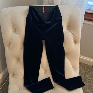 Spanx leggings - navy blue velvet, size S